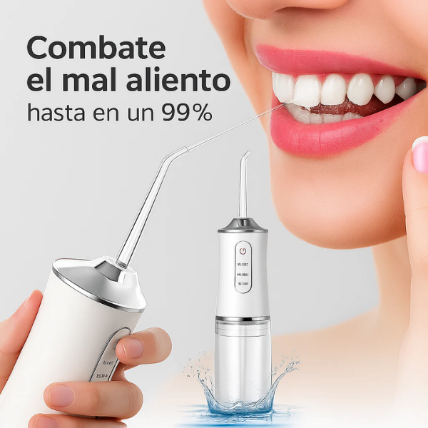 ¡Lleva la limpieza dental al siguente nivel Irrigador Portátil HidroDent!