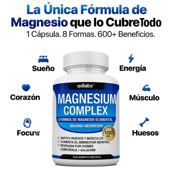 MAGNESIO COMPLEX 8 ELEMENTAL 1000 mg, ¡disfruta mejor de tus sueños!