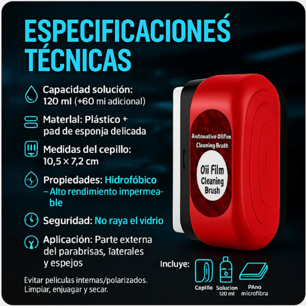 ¡Cepillo antiempañante! ¡Tu seguridad es una prioridad!