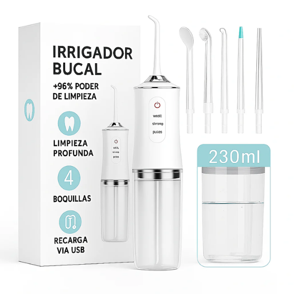 ¡Lleva la limpieza dental al siguente nivel Irrigador Portátil HidroDent!