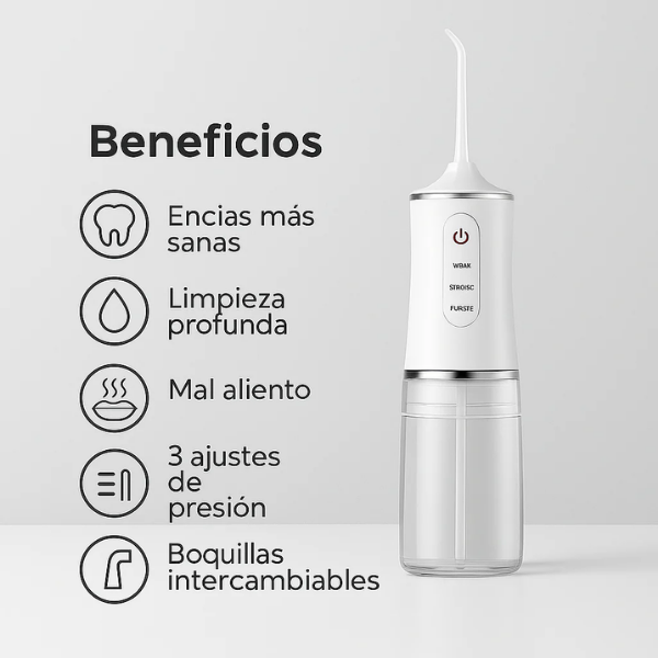 ¡Lleva la limpieza dental al siguente nivel Irrigador Portátil HidroDent!