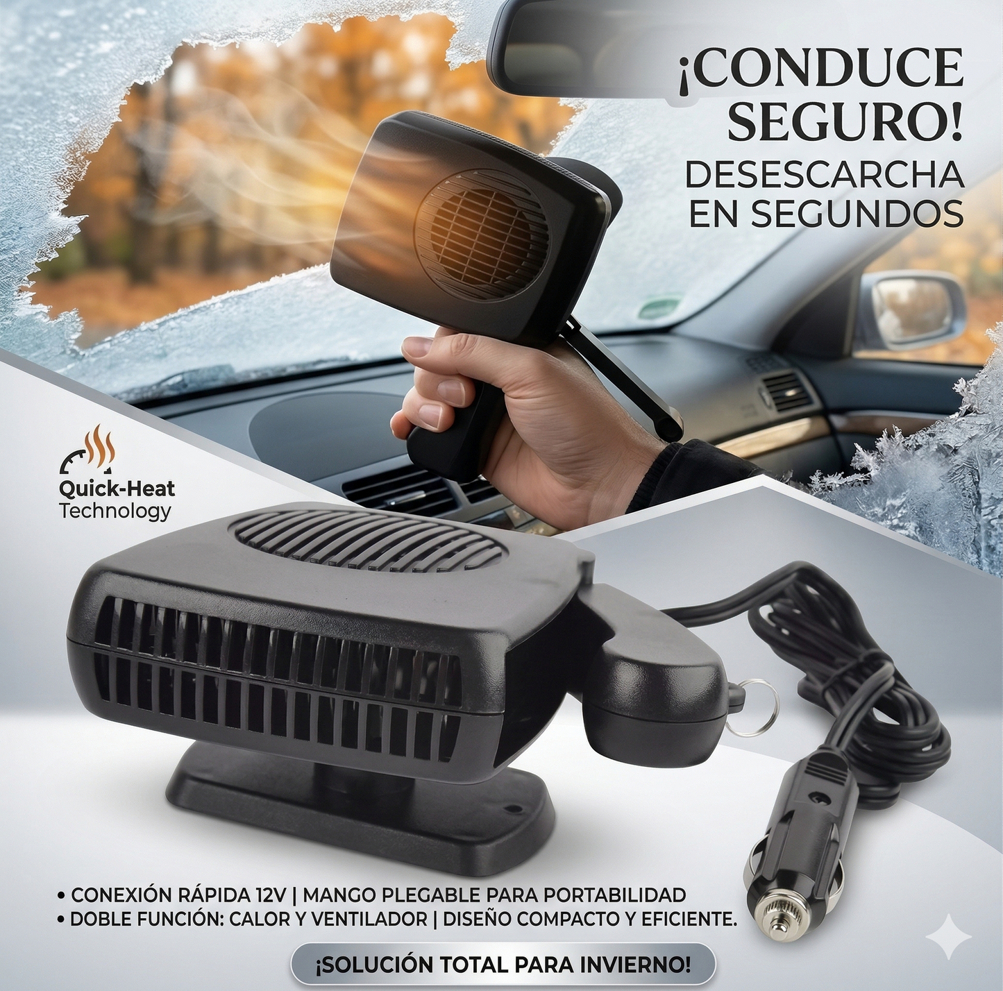 ¡Empieza tranquilo tu mañana, calefactor portatil para auto!