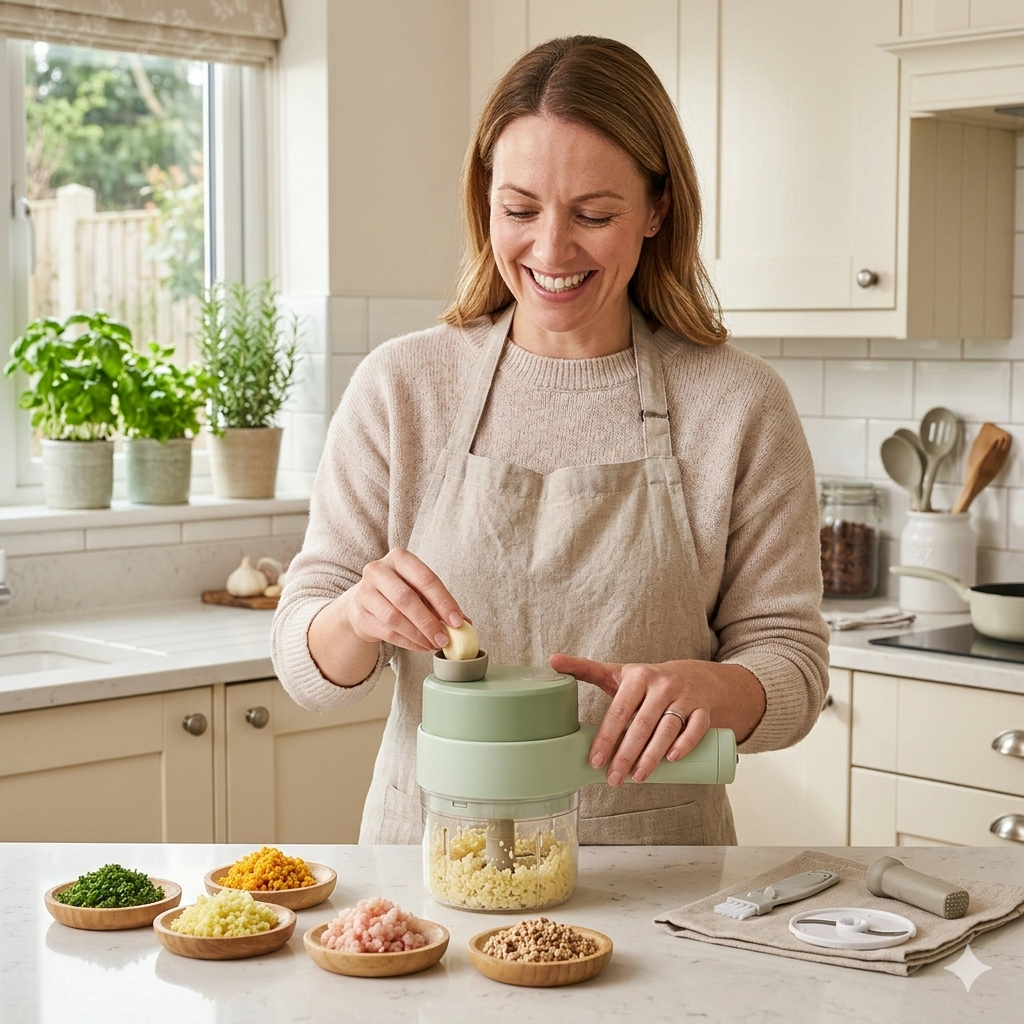 ¡Disfruta de más tiempo con cortador de verduras 4 en 1!