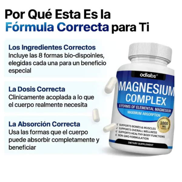 MAGNESIO COMPLEX 8 ELEMENTAL 1000 mg, ¡disfruta mejor de tus sueños!