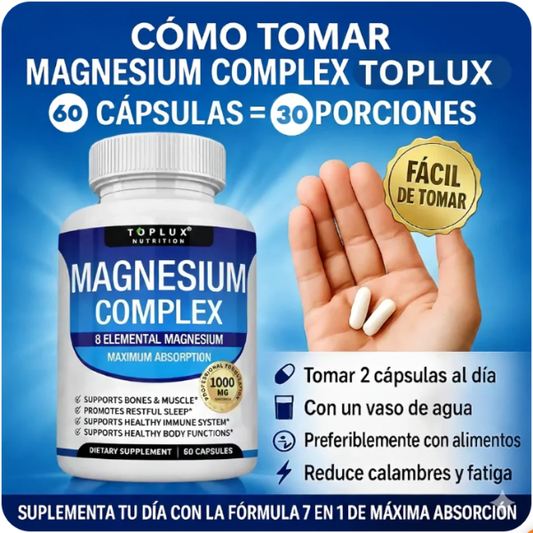 MAGNESIO COMPLEX 8 ELEMENTAL 1000 mg, ¡disfruta mejor de tus sueños!