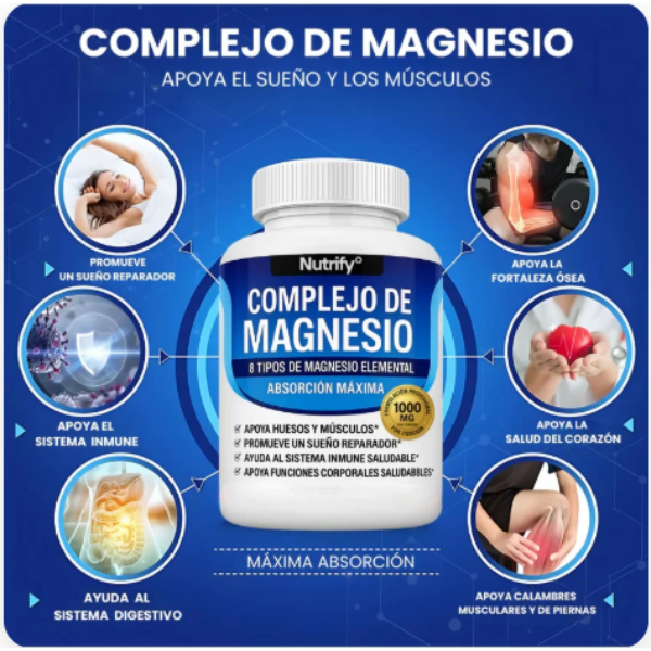 MAGNESIO COMPLEX 8 ELEMENTAL 1000 mg, ¡disfruta mejor de tus sueños!